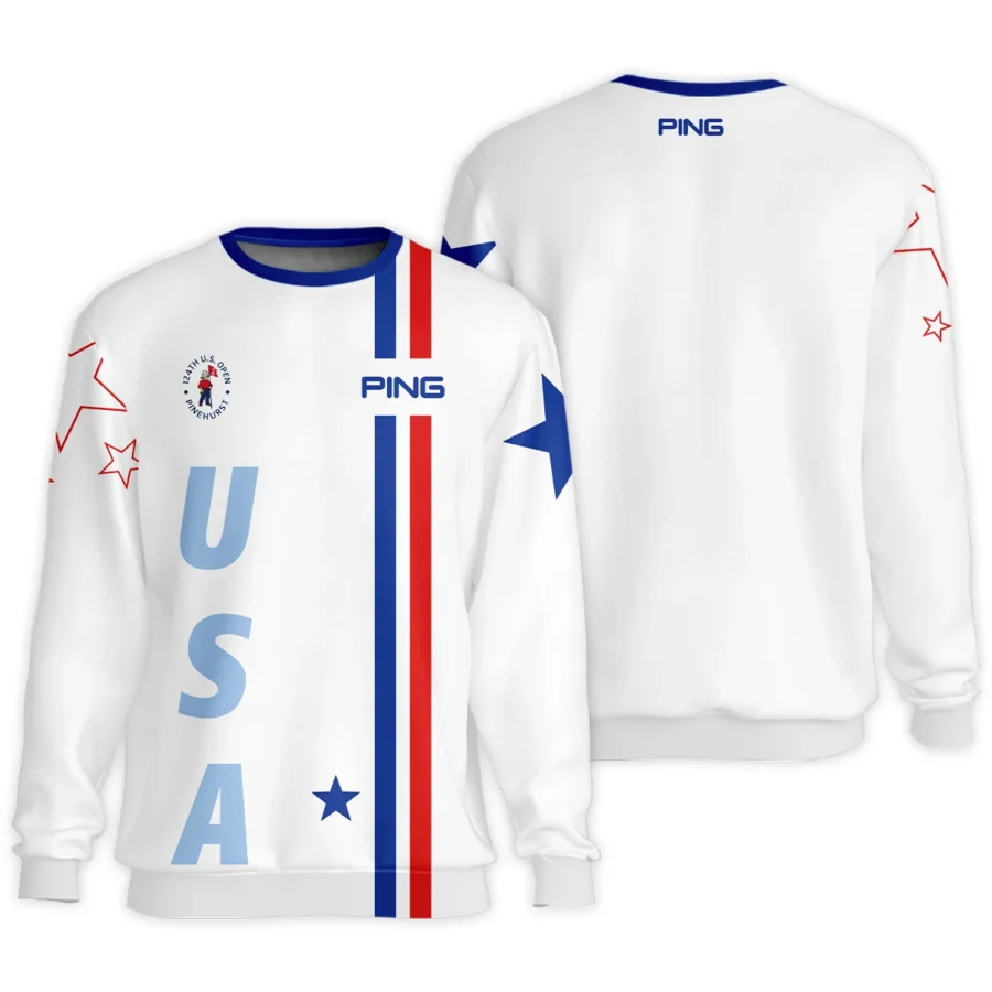 124th U.S. Open Pinehurst Ping Blue Red Line White Unisex Sweatshirt Style Classic Sweatshirt