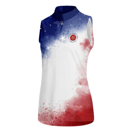 79th U.S. Women’s Open Lancaster Callaway Golf Blue Red Watercolor White Star Quater Zip Sleeveless Polo Shirt