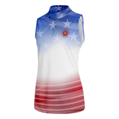 Star White Blue Red Background Callaway 79th U.S. Women’s Open Lancaster Quater Zip Sleeveless Polo Shirt