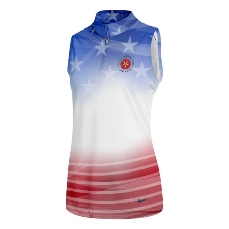 Star White Blue Red Background Nike 79th U.S. Women’s Open Lancaster Quater Zip Sleeveless Polo Shirt