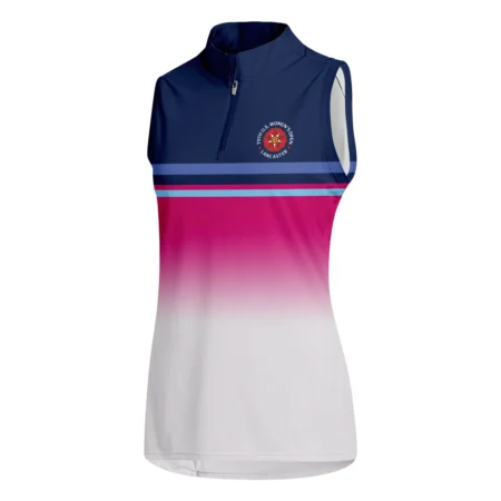 Dark Blue Pink White Line Callaway 79th U.S. Women’s Open Lancaster Quater Zip Sleeveless Polo Shirt