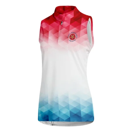 79th U.S. Women’s Open Lancaster Callaway Blue Red Abstract Quater Zip Sleeveless Polo Shirt