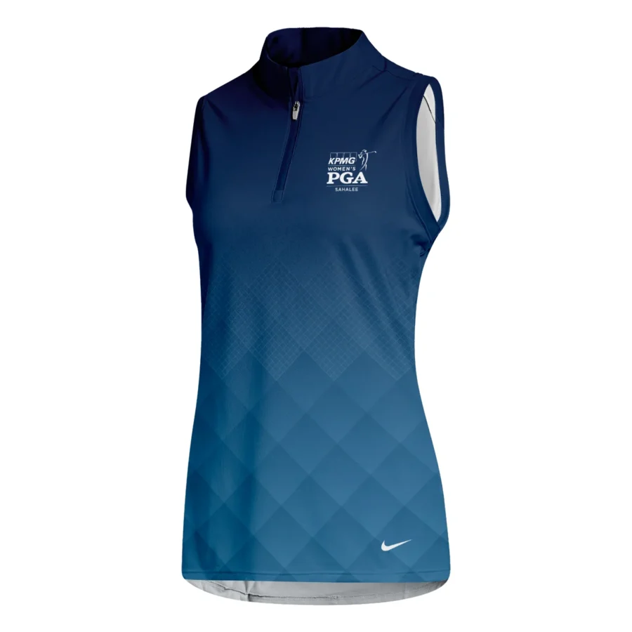 Nike 2024 KPMG Women's PGA Championship Blue Diamond Abstract Quater Zip Sleeveless Polo Shirt