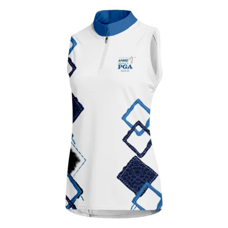 Nike 2024 KPMG Women's PGA Championship Dark Blue Grunge Brush Pattern Background Quater Zip Sleeveless Polo Shirt