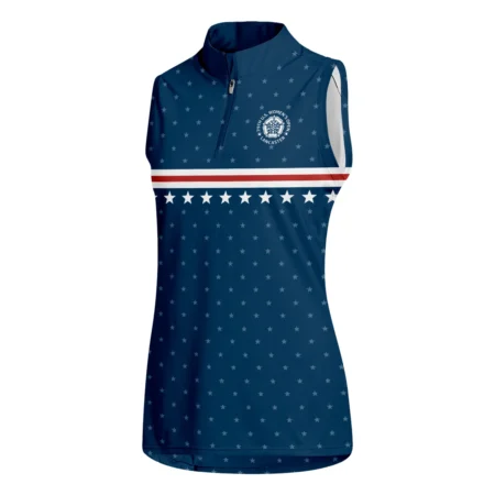 Golf Navy Blue Star American Nike 79th U.S. Women’s Open Lancaster Quater Zip Sleeveless Polo Shirt