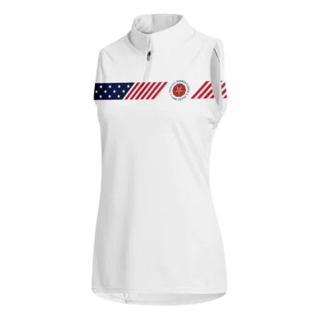 Golf American Flag White Callaway 79th U.S. Women’s Open Lancaster Quater Zip Sleeveless Polo Shirt