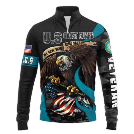 All Gave Some Some Gave All Veteran Eagle Flag U.S. Coast Guard Veterans All Over Prints Quarter-Zip Jacket