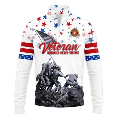 Veteran Memorial Day Remember Honor Respect U.S. Marine Corps Veterans All Over Prints Quarter-Zip Jacket