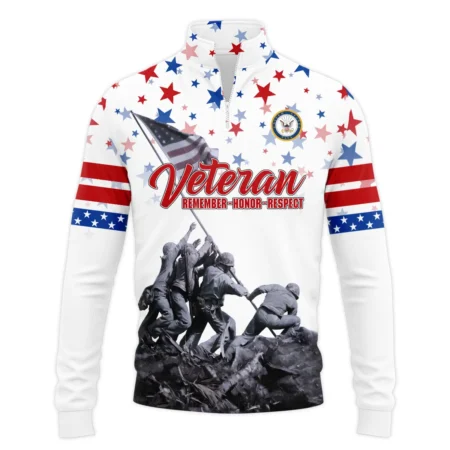 Veteran Memorial Day Remember Honor Respect U.S. Navy Veterans All Over Prints Quarter-Zip Jacket