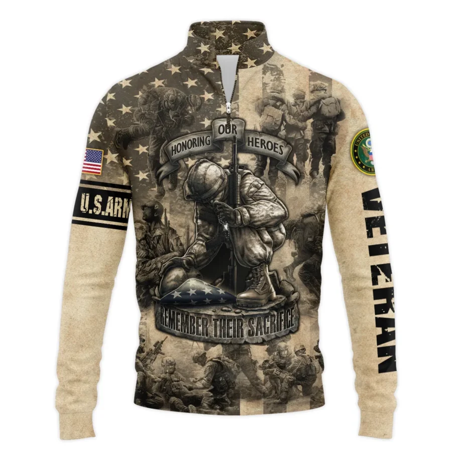 Veteran Remember Honor Respect Memorial Day U.S. Army Veterans All Over Prints Quarter-Zip Jacket