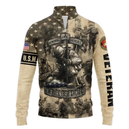 Veteran Remember Honor Respect Memorial Day U.S. Marine Corps Veterans All Over Prints Quarter-Zip Jacket