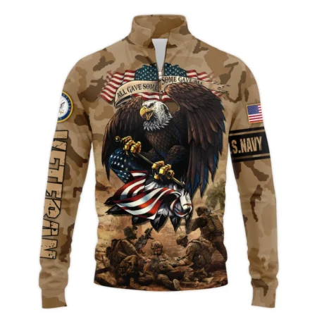 Veteran Camo Eagle All Gave Some Some Gave All U.S. Navy Veterans All Over Prints Quarter-Zip Jacket