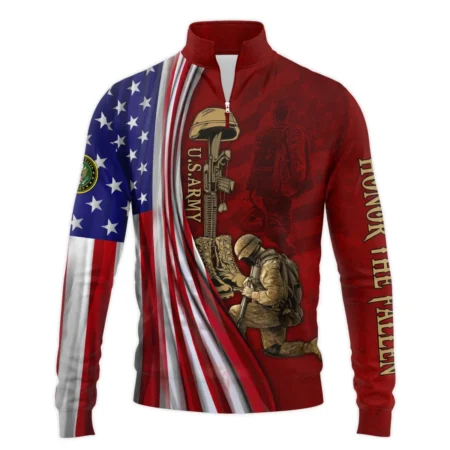 Veteran Us Flag Honor The Fallen U.S. Army Veterans All Over Prints Quarter-Zip Jacket