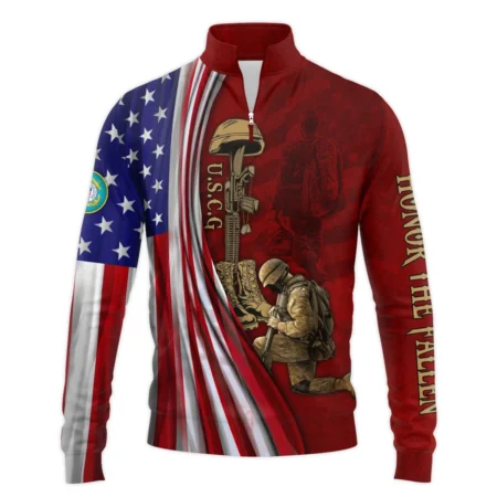 Veteran Us Flag Honor The Fallen U.S. Coast Guard Veterans All Over Prints Quarter-Zip Jacket