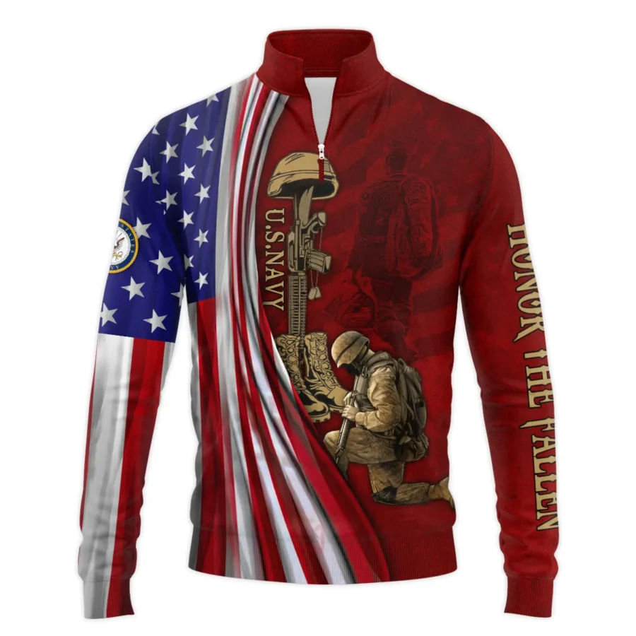 Veteran Us Flag Honor The Fallen U.S. Navy Veterans All Over Prints Quarter-Zip Jacket