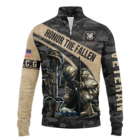 Veteran Camo Honor The Fallen U.S. Coast Guard Veterans All Over Prints Quarter-Zip Jacket