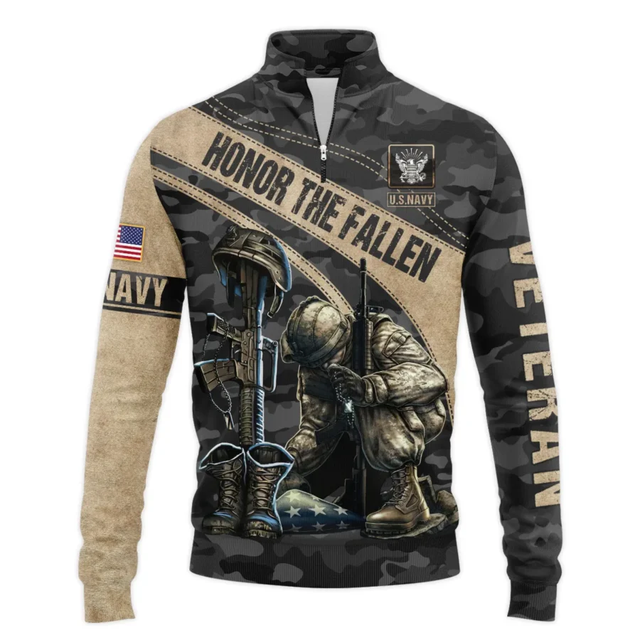 Veteran Camo Honor The Fallen U.S. Navy Veterans All Over Prints Quarter-Zip Jacket