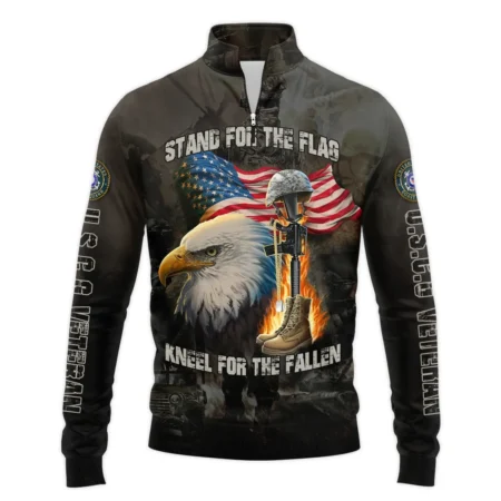 Veteran Stand For The Flag Kneel For The Fallen U.S. Coast Guard Veterans All Over Prints Quarter-Zip Jacket