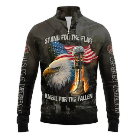 Veteran Stand For The Flag Kneel For The Fallen U.S. Marine Corps Veterans All Over Prints Quarter-Zip Jacket