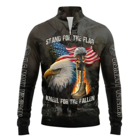 Veteran Stand For The Flag Kneel For The Fallen U.S. Navy Veterans All Over Prints Quarter-Zip Jacket