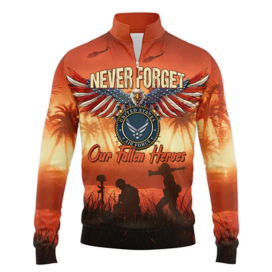 Veteran Never Forget Our Fallen Heroes U.S. Air Force Veterans All Over Prints Quarter-Zip Jacket