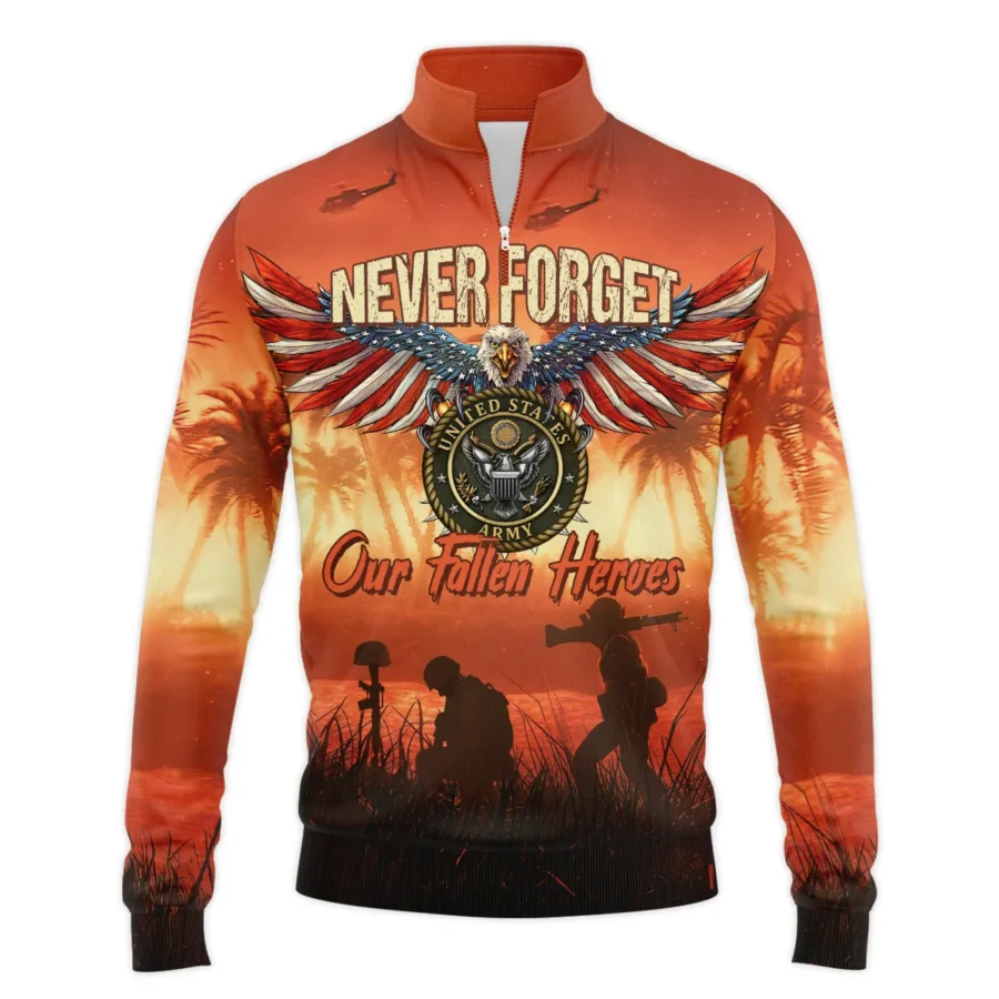 Veteran Never Forget Our Fallen Heroes U.S. Army Veterans All Over Prints Quarter-Zip Jacket