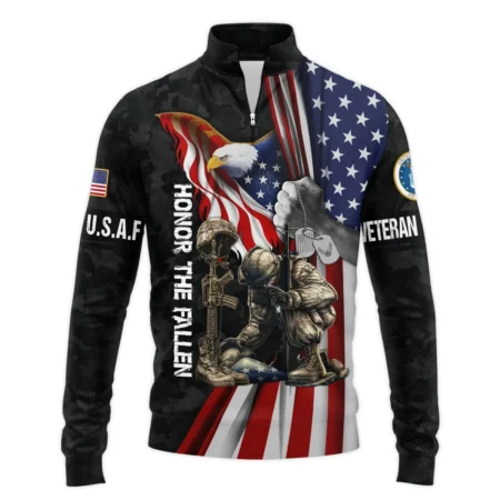 Veteran Honor The Fallen Dont You Dare Disrespect It U.S. Air Force Veterans All Over Prints Quarter-Zip Jacket