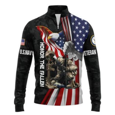Veteran Honor The Fallen Dont You Dare Disrespect It U.S. Navy Veterans All Over Prints Quarter-Zip Jacket