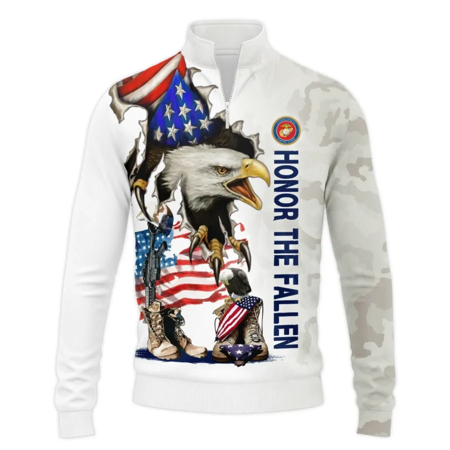 Veteran Remember Honor Respect U.S. Marine Corps Veterans All Over Prints Quarter-Zip Jacket