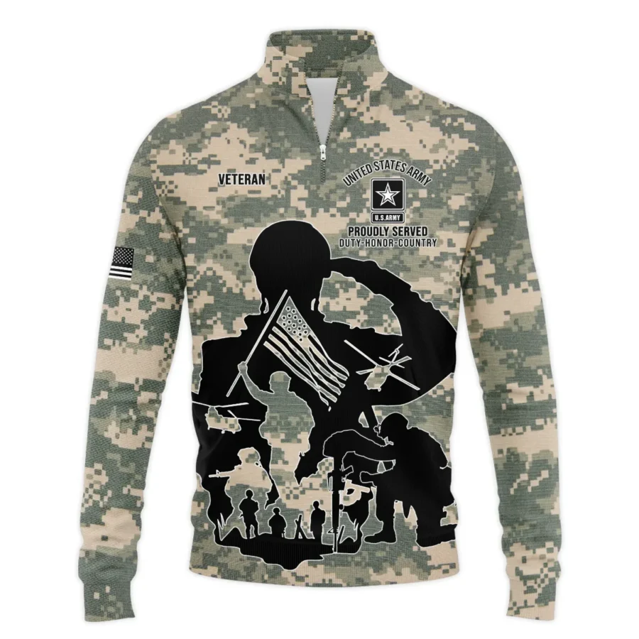 Veteran Proudly Served Duty Honor Country U.S. Army Veterans All Over Prints Quarter-Zip Jacket