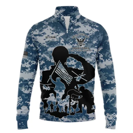 Veteran Proudly Served Duty Honor Country U.S. Navy Veterans All Over Prints Quarter-Zip Jacket