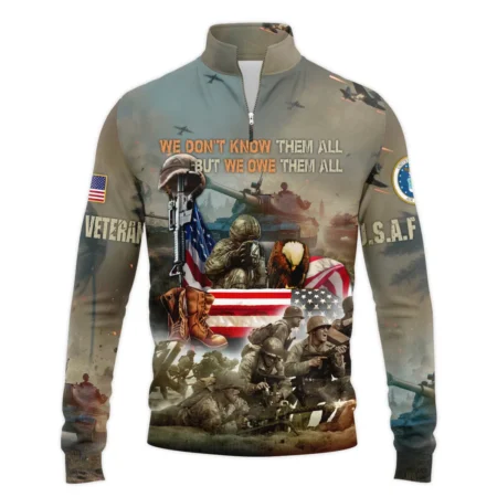 Veteran We Dont Know Them All But We Owe Them All U.S. Air Force Veterans All Over Prints Quarter-Zip Jacket