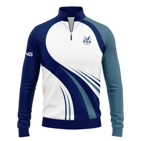 2024 PGA Championship Valhalla Golf Blue Wave Pattern Ping Quarter-Zip Jacket Style Classic Quarter-Zip Jacket