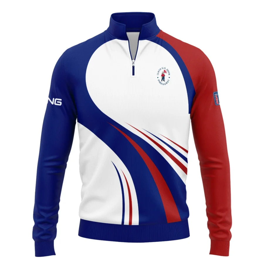 Ping 124th U.S. Open Pinehurst Golf Blue Red White Background Quarter-Zip Jacket Style Classic Quarter-Zip Jacket