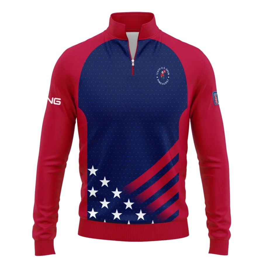 Ping 124th U.S. Open Pinehurst Star White Dark Blue Red Background Quarter-Zip Jacket Style Classic Quarter-Zip Jacket