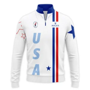 124th U.S. Open Pinehurst Rolex Blue Red Line White Zipper Hoodie Shirt Style Classic Zipper Hoodie Shirt