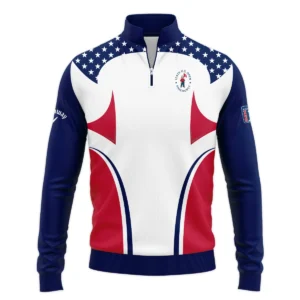 124th U.S. Open Pinehurst Callaway Stars White Dark Blue Red Line Zipper Hoodie Shirt Style Classic Zipper Hoodie Shirt