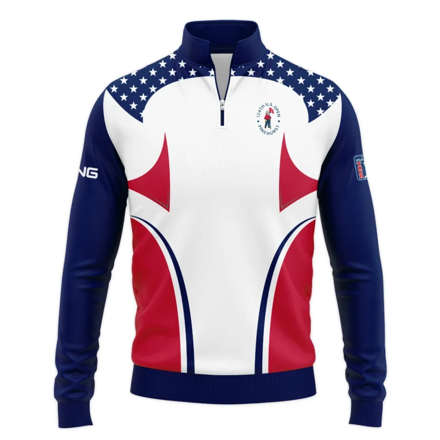 124th U.S. Open Pinehurst Ping Stars White Dark Blue Red Line Quarter-Zip Jacket Style Classic Quarter-Zip Jacket