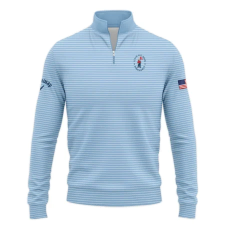 Blue White Line Pattern Callaway 124th U.S. Open Pinehurst Quarter-Zip Polo Shirt