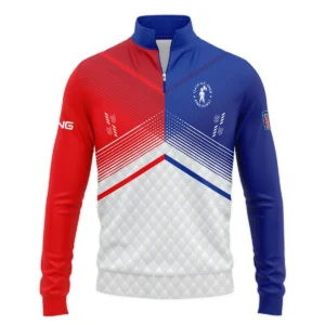 Ping 124th U.S. Open Pinehurst Blue Red Line White Abstract Zipper Hoodie Shirt Style Classic