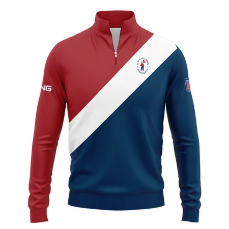 124th U.S. Open Pinehurst Ping Blue Red White Background Quarter-Zip Jacket Style Classic