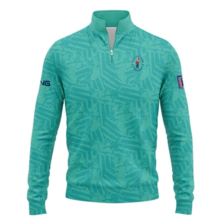 Moderate Cyan Abstract 124th U.S. Open Pinehurst Ping Quarter-Zip Jacket Style Classic