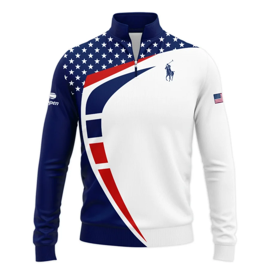 US Open Tennis Champions Blue Red Star White Ralph Lauren Performance Quarter-Zip Jacket