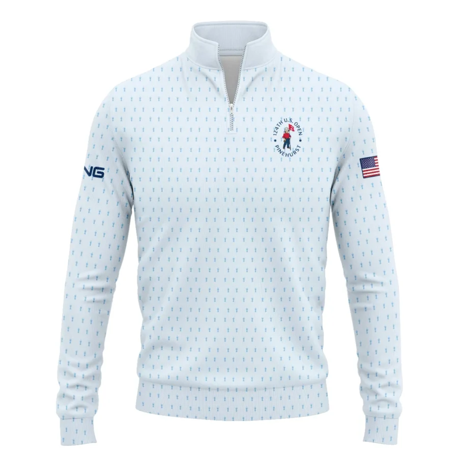 Golf Pattern Light Blue Cup 124th U.S. Open Pinehurst Ping Quarter-Zip Jacket Style Classic