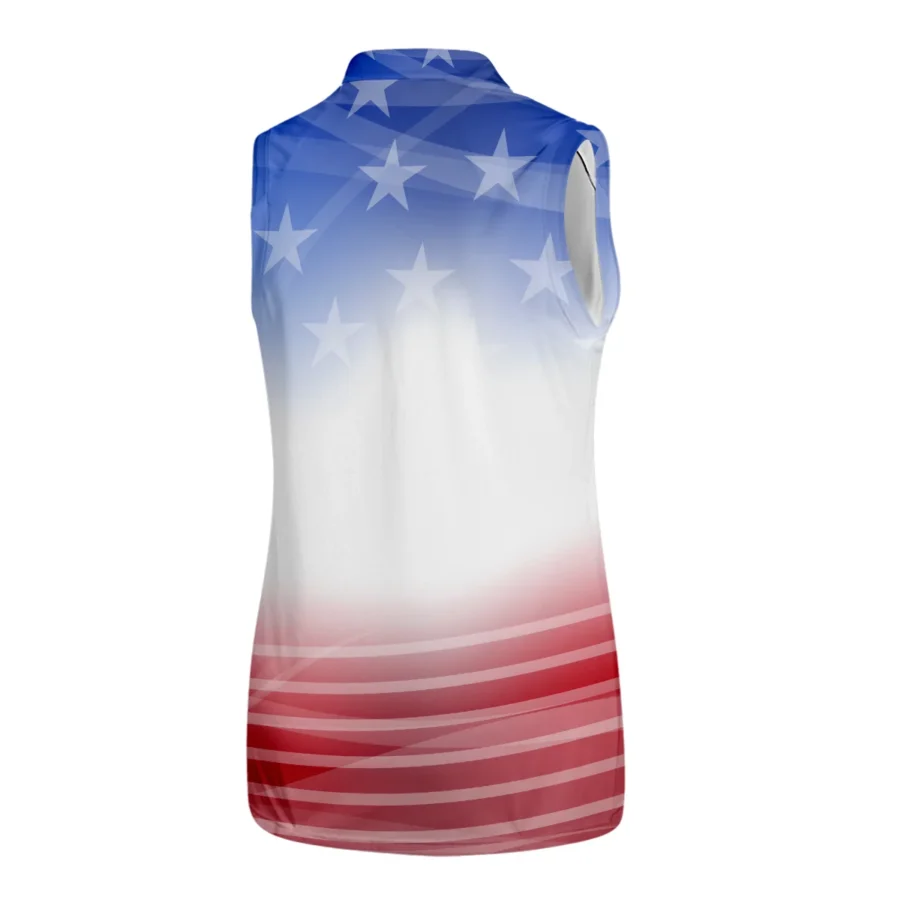 Star White Blue Red Background Nike 79th U.S. Women’s Open Lancaster Quater Zip Sleeveless Polo Shirt