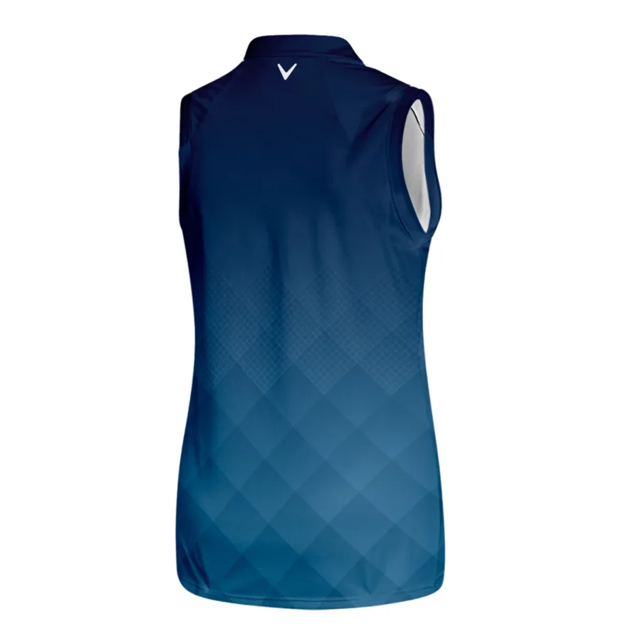 Callaway 2024 KPMG Women's PGA Championship Blue Diamond Abstract Quater Zip Sleeveless Polo Shirt