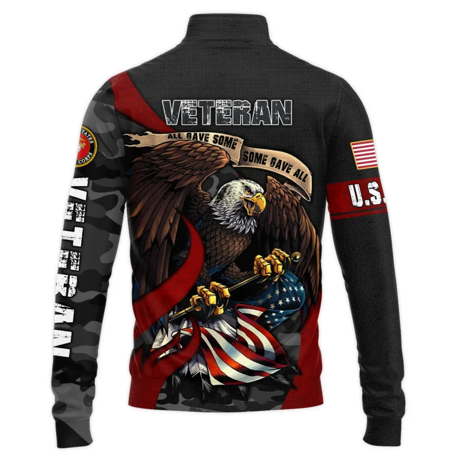 All Gave Some Some Gave All Veteran Eagle Flag U.S. Marine Corps Veterans All Over Prints Quarter-Zip Jacket