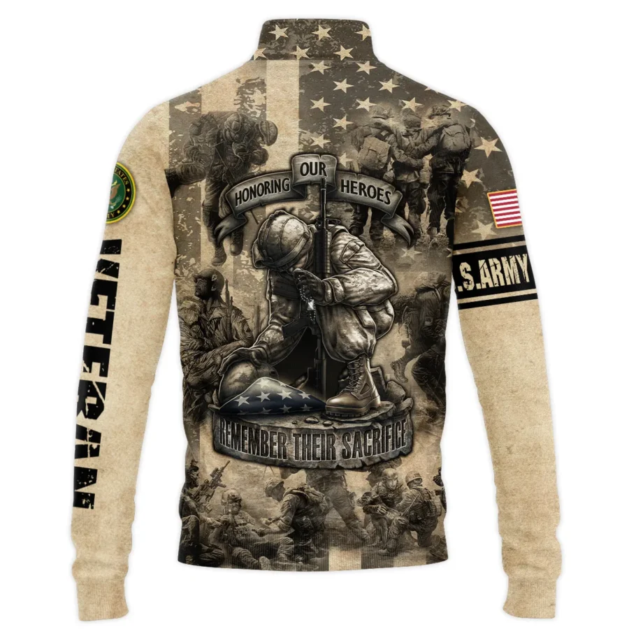 Veteran Remember Honor Respect Memorial Day U.S. Army Veterans All Over Prints Quarter-Zip Jacket