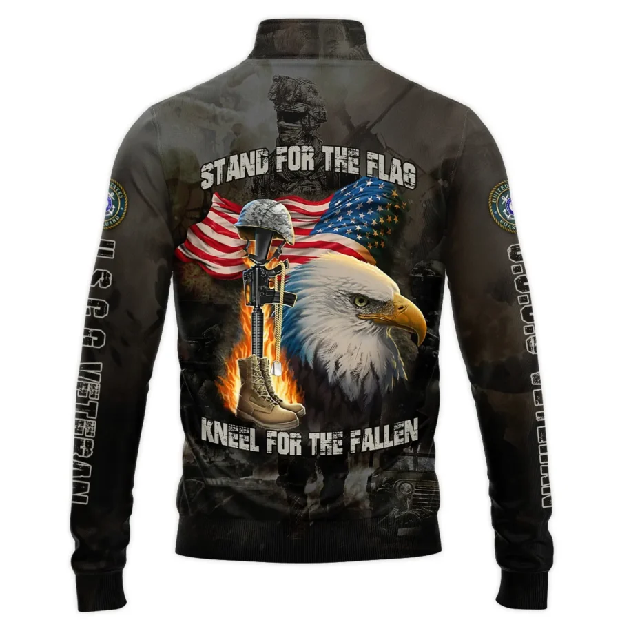 Veteran Stand For The Flag Kneel For The Fallen U.S. Coast Guard Veterans All Over Prints Quarter-Zip Jacket