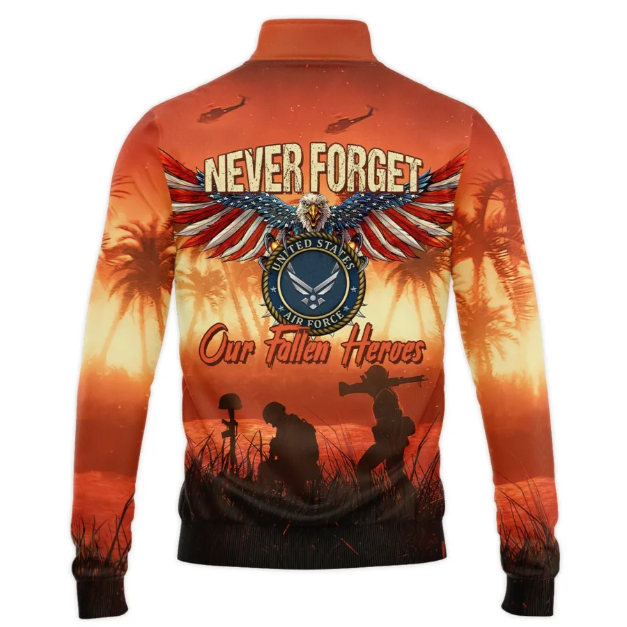 Veteran Never Forget Our Fallen Heroes U.S. Air Force Veterans All Over Prints Quarter-Zip Jacket